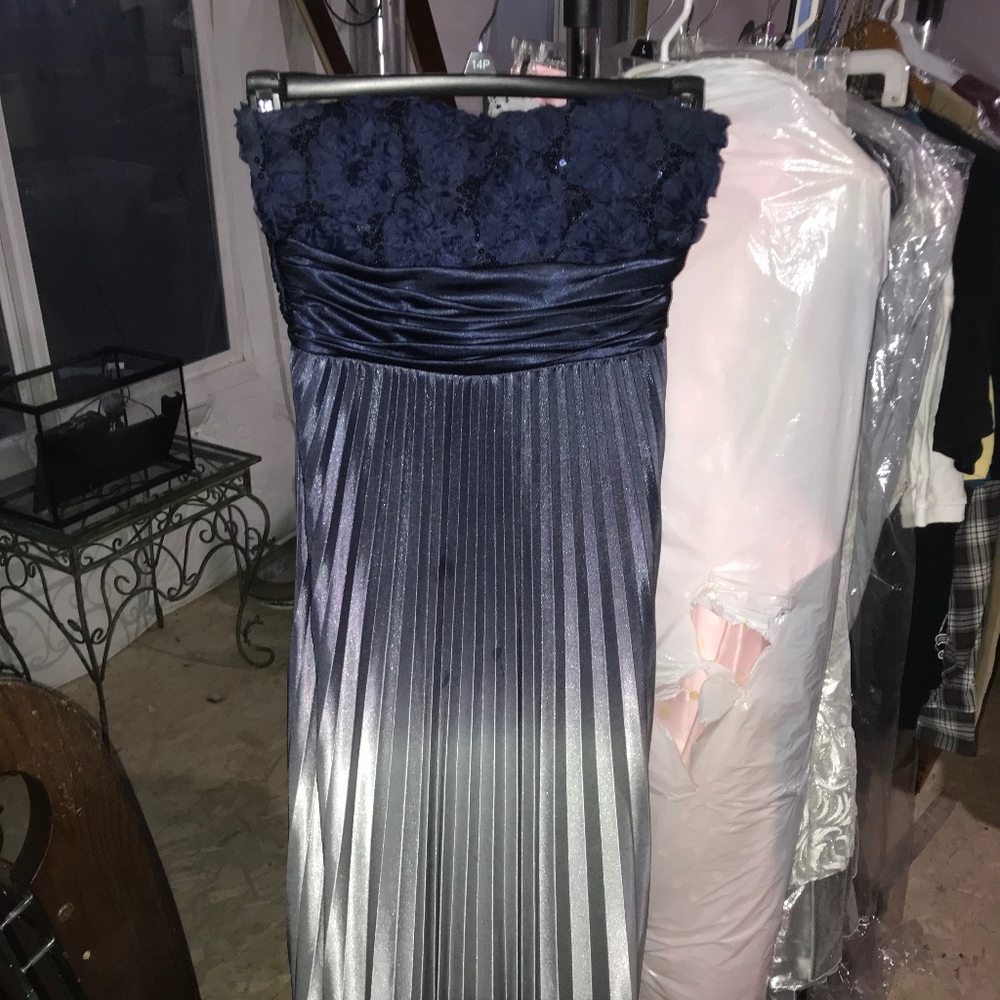 Homecoming ....Beautiful navy and silver long gown